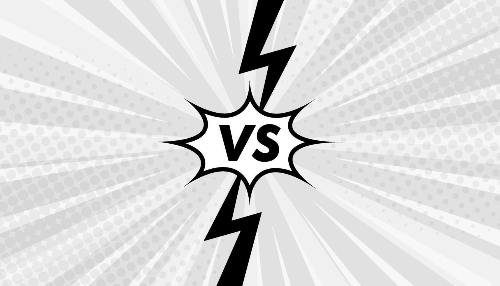 versus vs letters fight backgrounds flat art comics style design with halftone lightning vector illustration