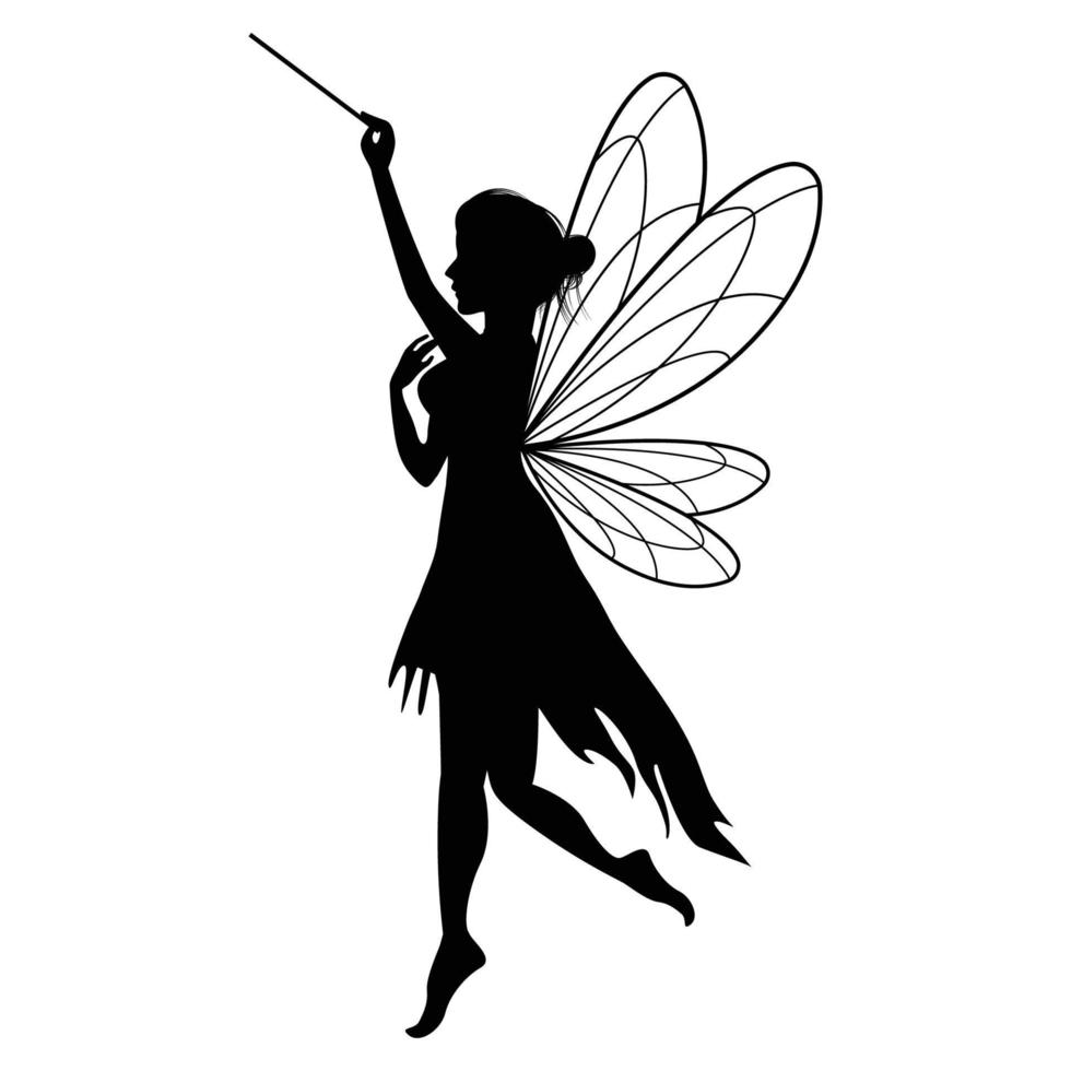 cute fairy silhouette illustration graphic vector