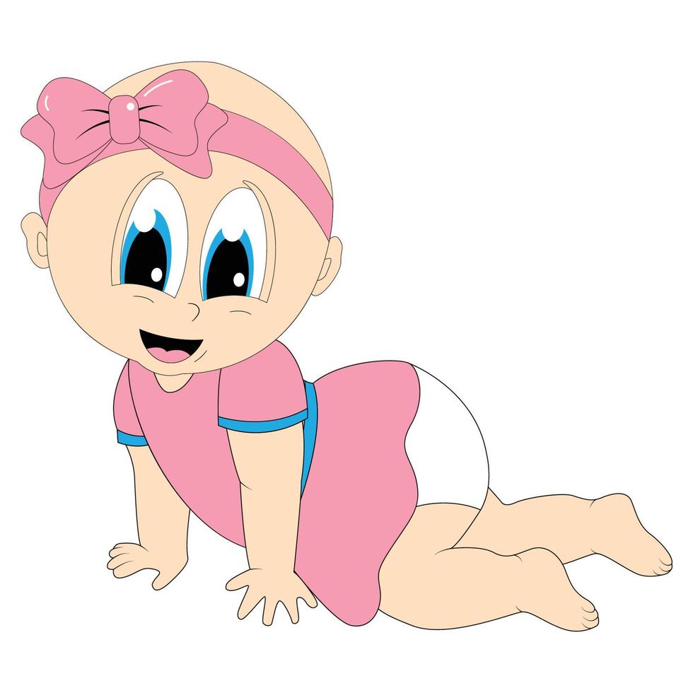 cute baby girl cartoon graphic vector