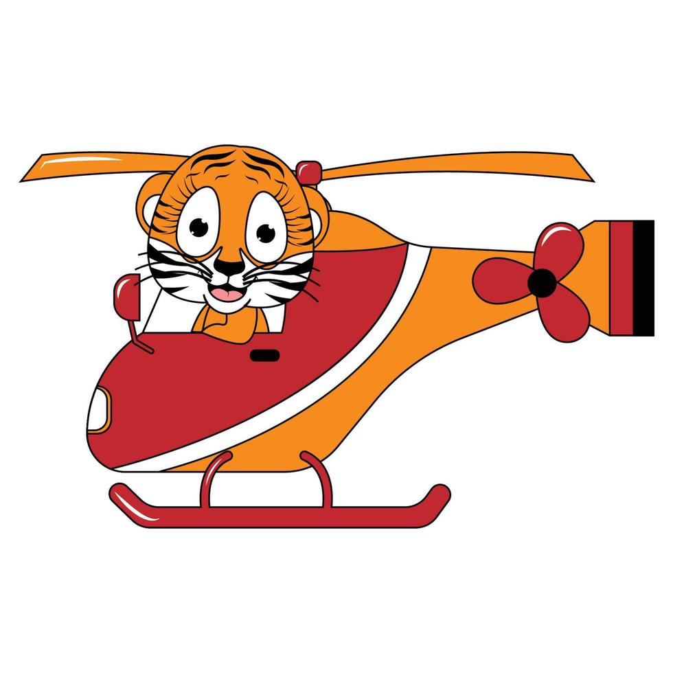 lindo animal de dibujos animados paseo en helicóptero vector