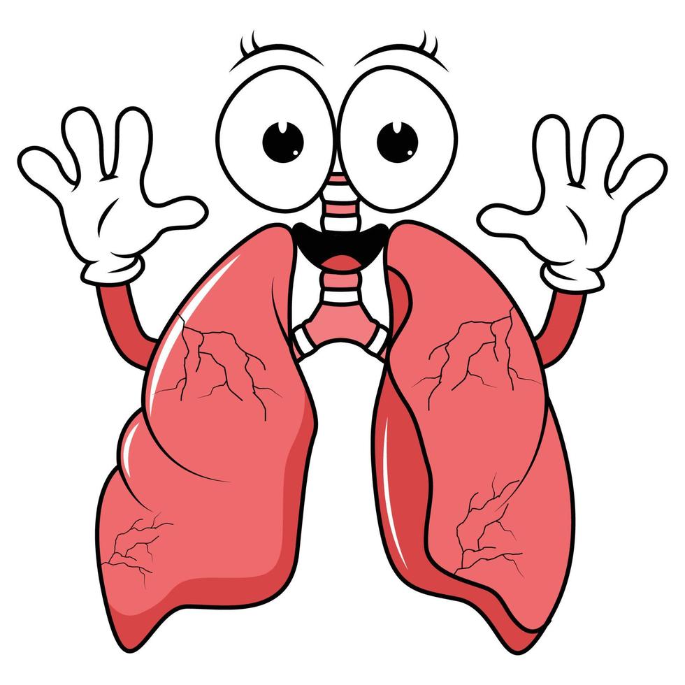 lindo gráfico de dibujos animados de pulmones humanos vector