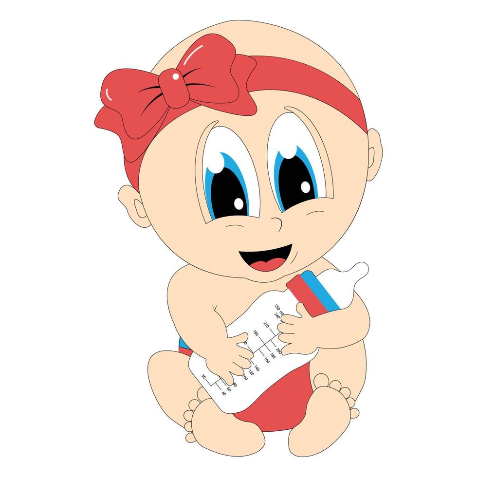 cute baby girl cartoon graphic vector