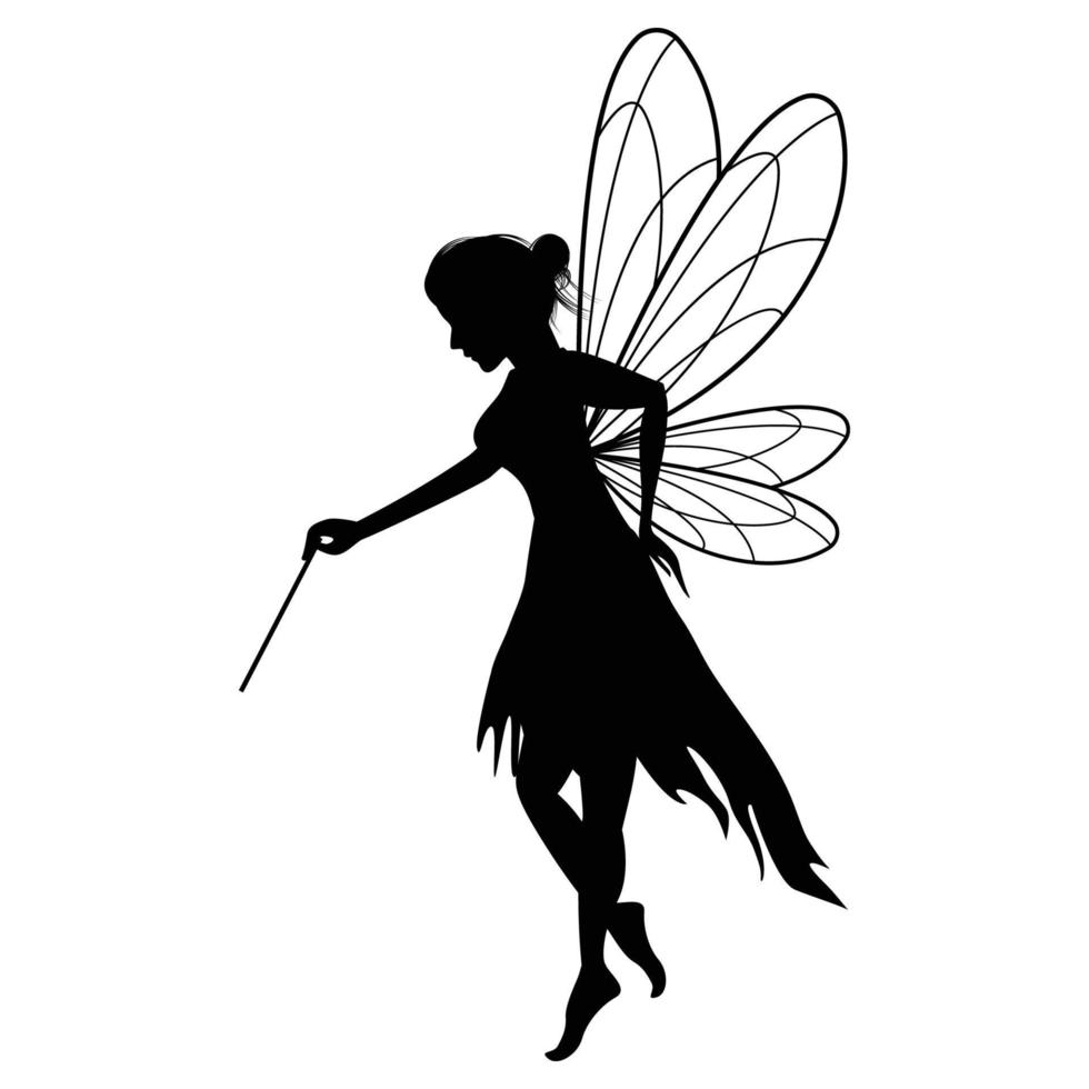 cute fairy silhouette illustration graphic vector
