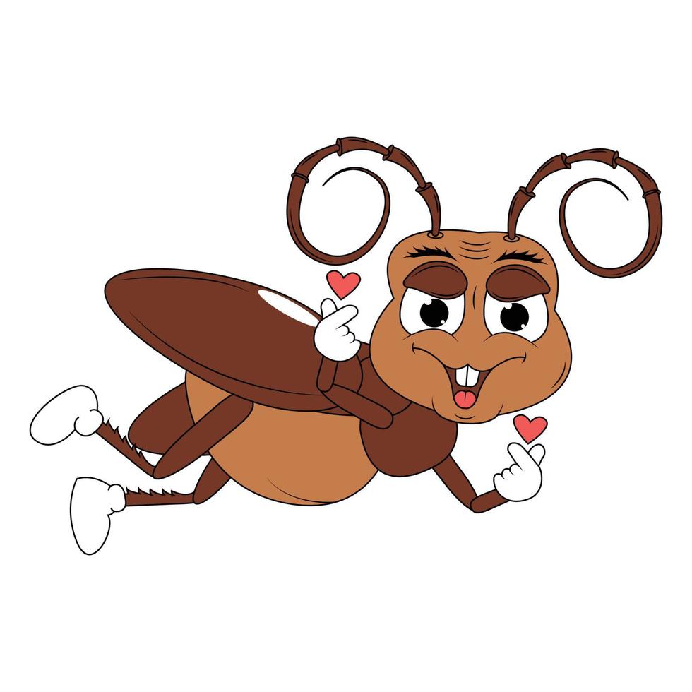 cute cockroach animal cartoon vector