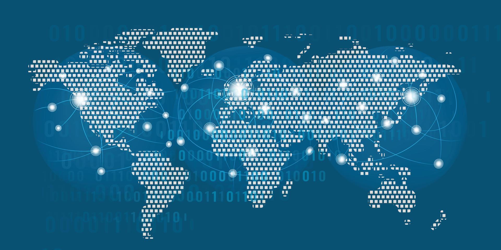 World map with global network connection partnership. vector