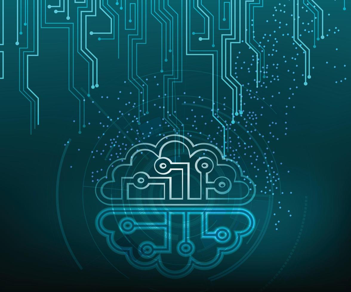 Gran cerebro de datos e inteligencia artificial. vector