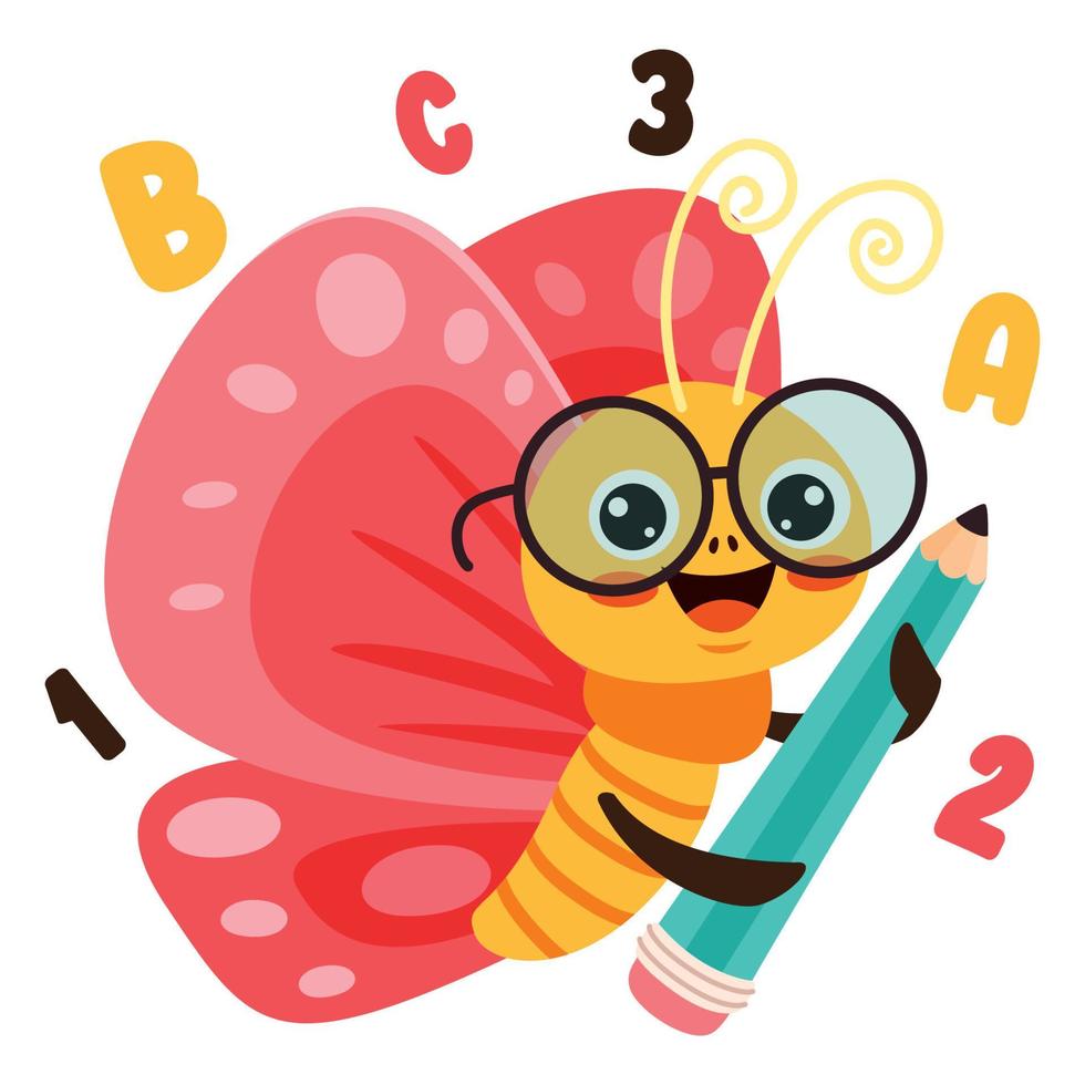 Education Illustration With Cartoon Butterfly vector