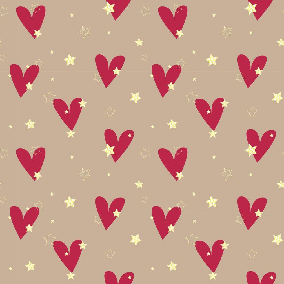 Valentines golden glitter modern love seamless pattern. Shiny