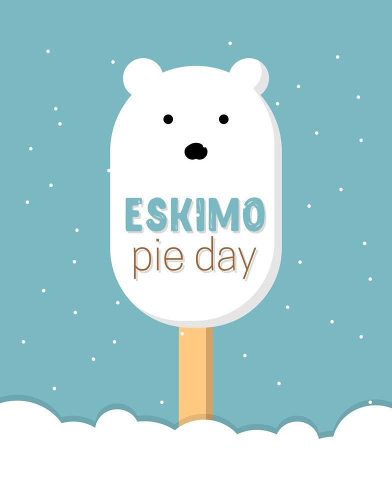 International Eskimo Pie Day January 24. Ice cream in the shape of bear, banner, flyer, postcard. vector