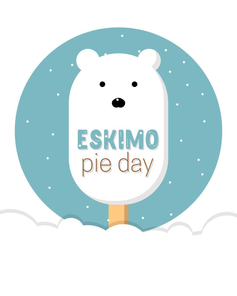 International Eskimo Pie Day January 24. Ice cream in the shape of bear, banner, flyer, postcard. vector