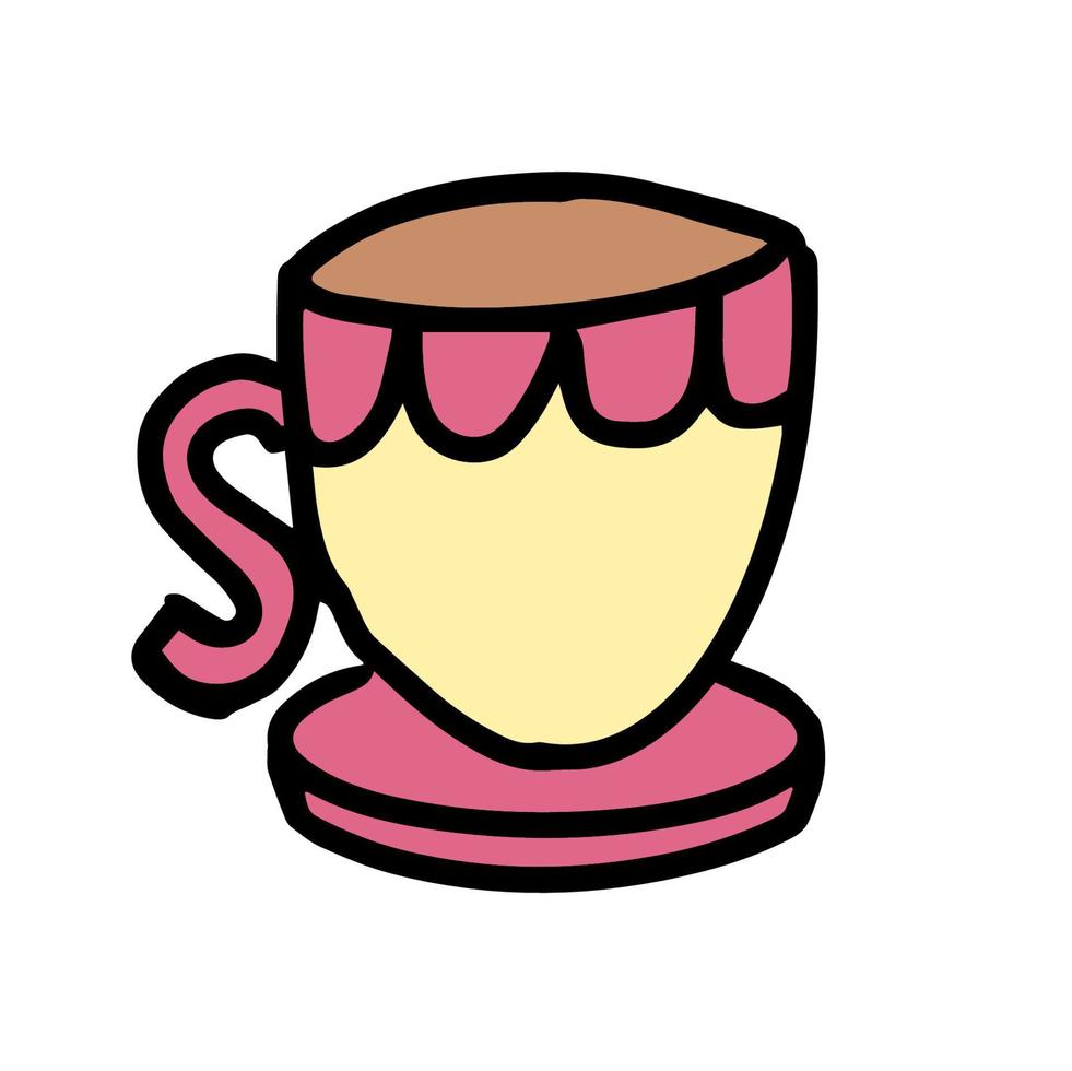 linda taza de té. ilustración de vector de garabato.