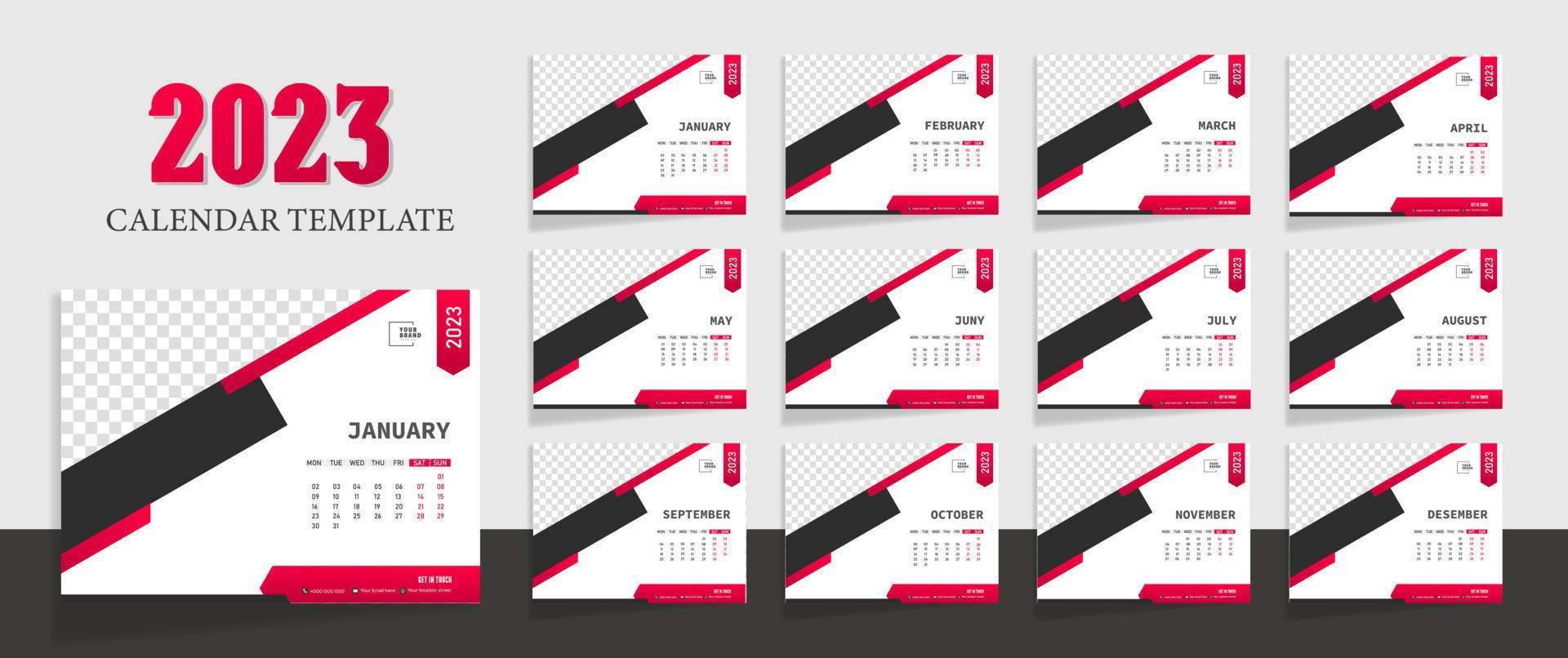 minimalist Desk calendar 2023 business template vector illustration