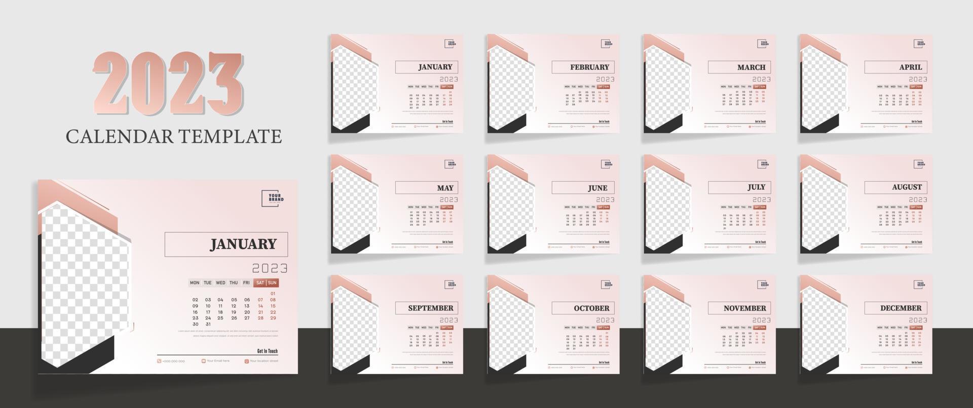 Desk calendar 2023 business template vector illustration