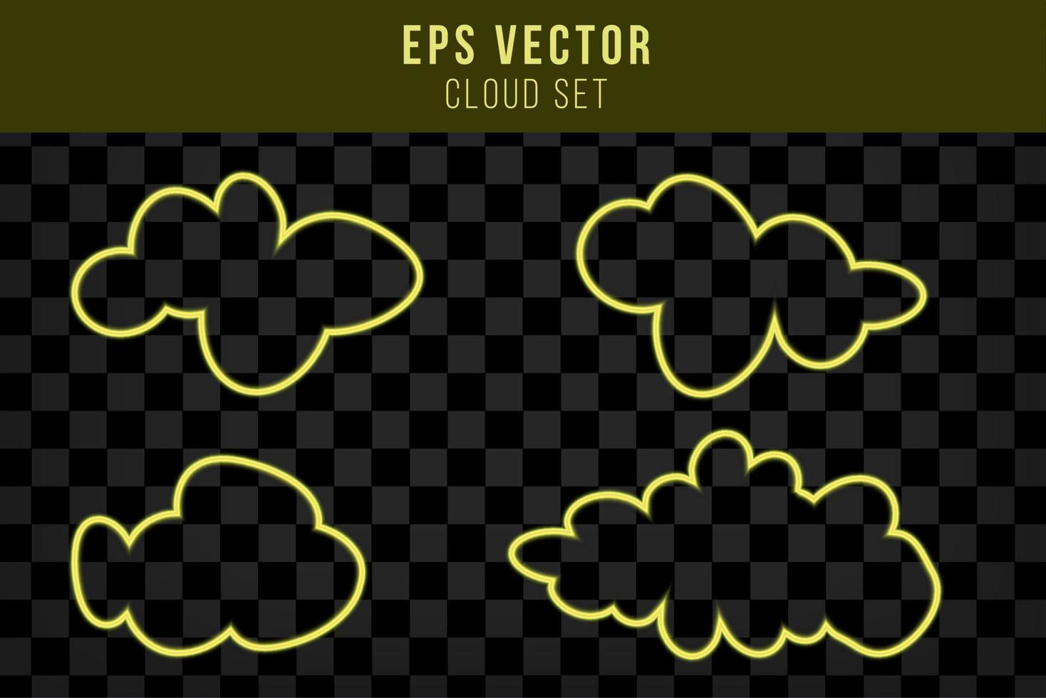 nube de neón amarilla aislada. contorno lineal. tiempo. ilustración vectorial vector