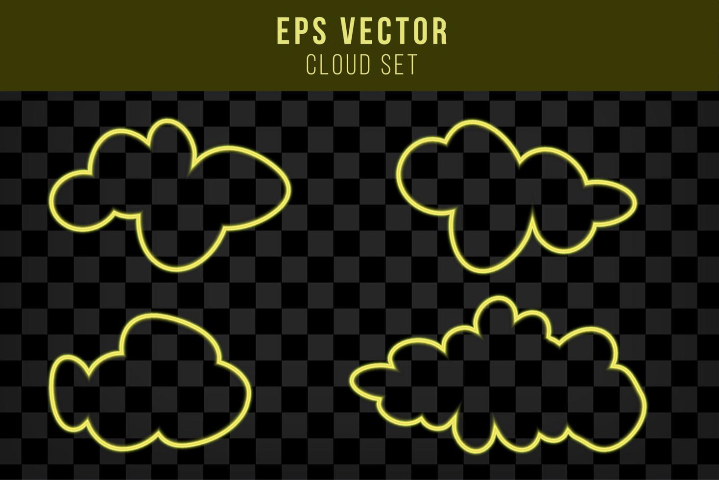 Yellow neon cloud isolated. Linear contour. Weather. Vector illustration