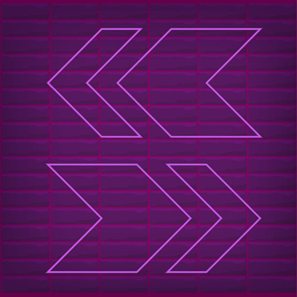 Arrows Shaped Neon Cyber Futuristic Modern Retro Alien Dance Club Glowing Purple Pink lights vector