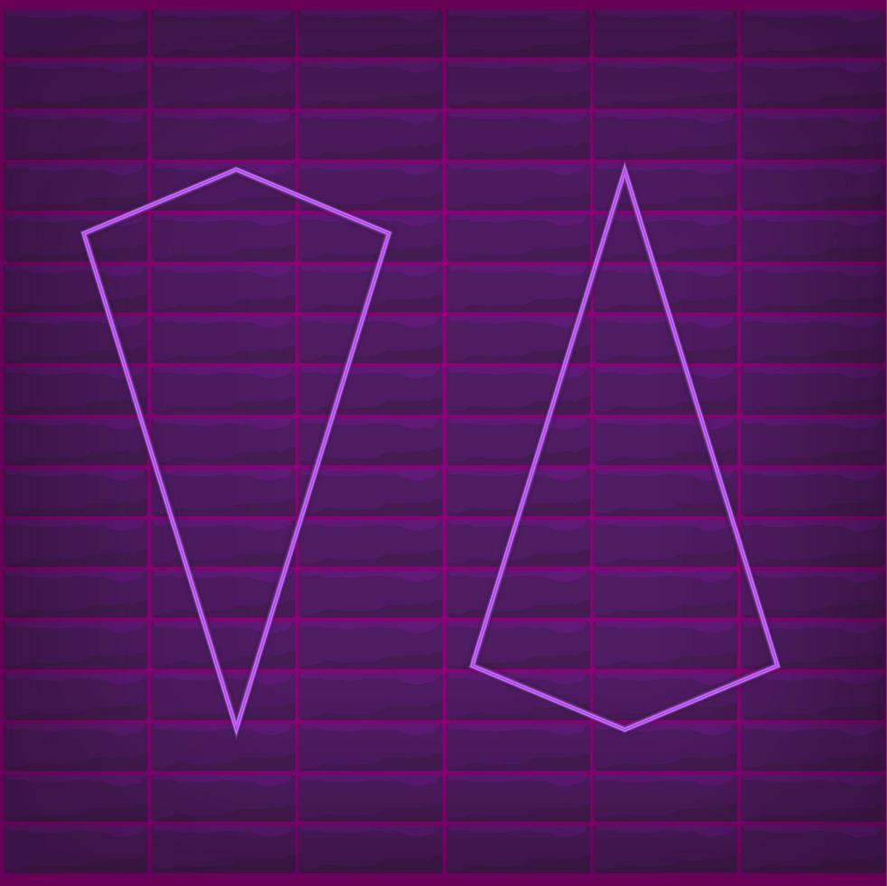 Arrows Shaped Neon Cyber Futuristic Modern Retro Alien Dance Club Glowing Purple Pink lights vector
