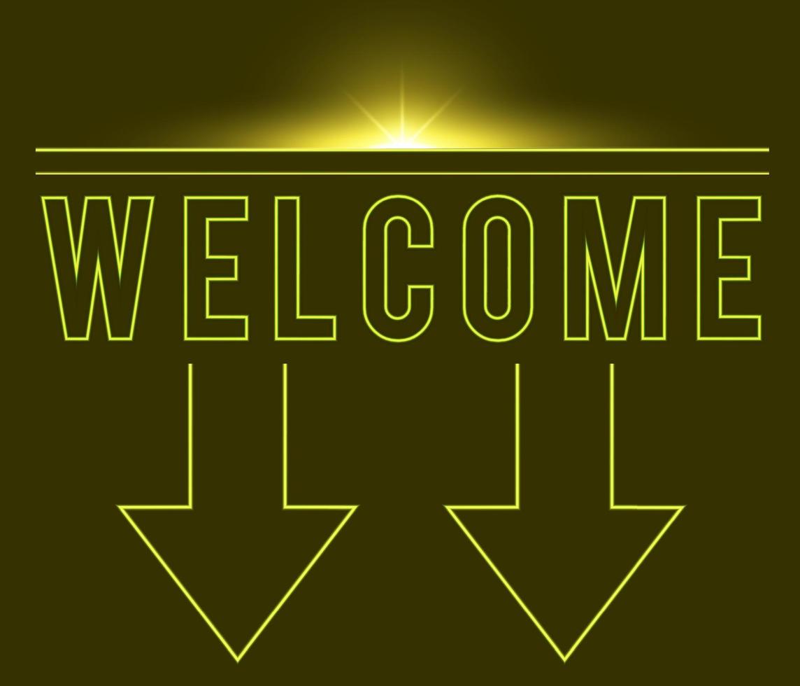 Welcome Neon Signs Style Text Vector With Arrow