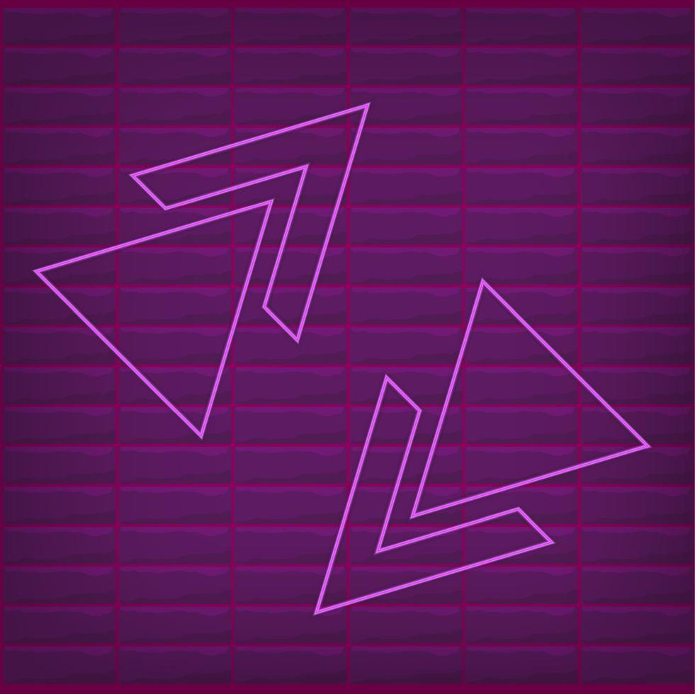 Arrows Shaped Neon Cyber Futuristic Modern Retro Alien Dance Club Glowing Purple Pink lights vector