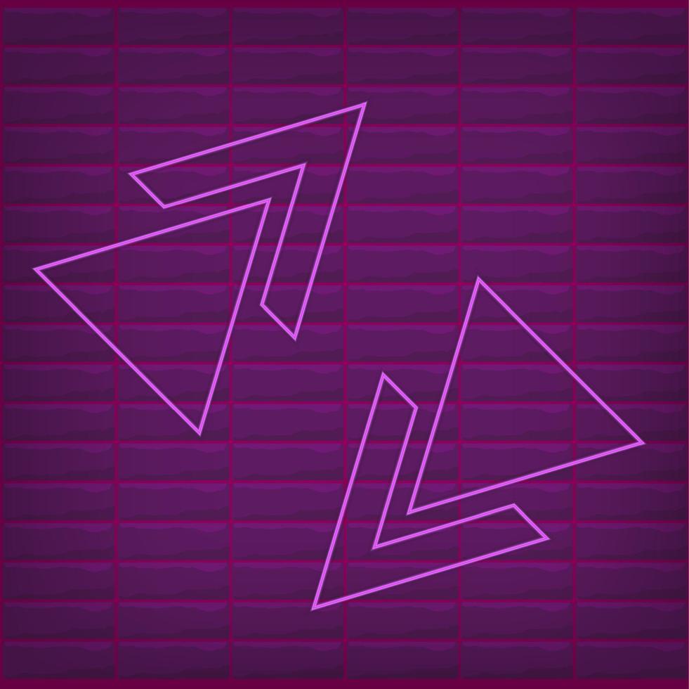 Arrows Shaped Neon Cyber Futuristic Modern Retro Alien Dance Club Glowing Purple Pink lights vector