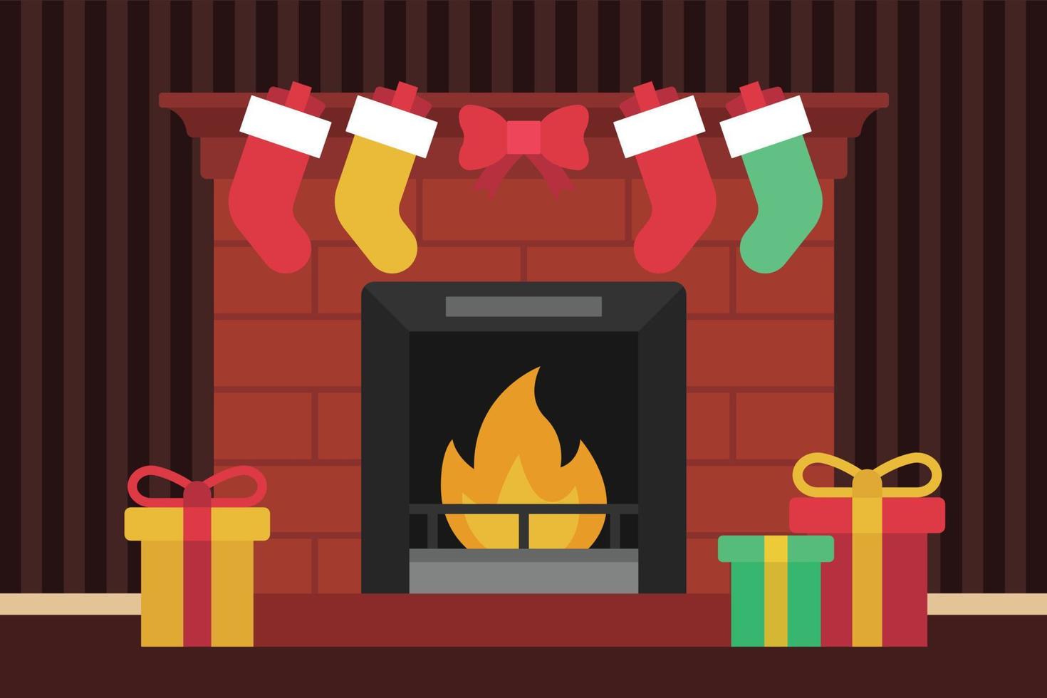 Christmas Fireplace Stockings vector