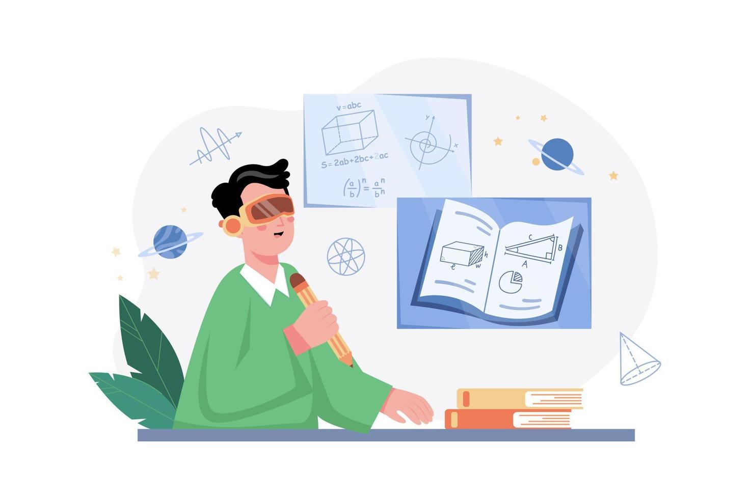 Online Education With VR Glasses vector