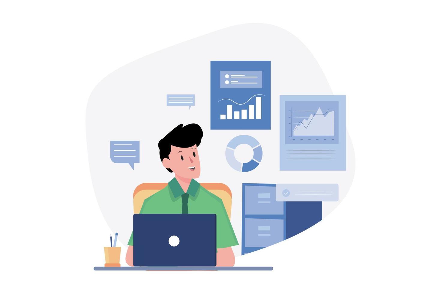 Businessman Working On The Financial Report vector