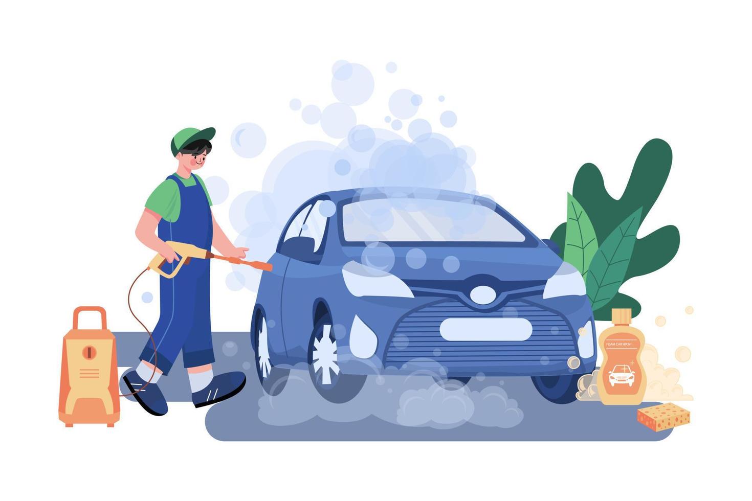 Foam Car Wash Illustration concept on white background vector