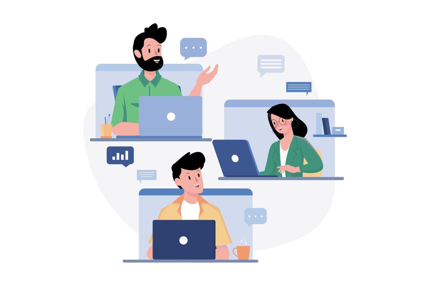 Business People Doing Online Meeting vector
