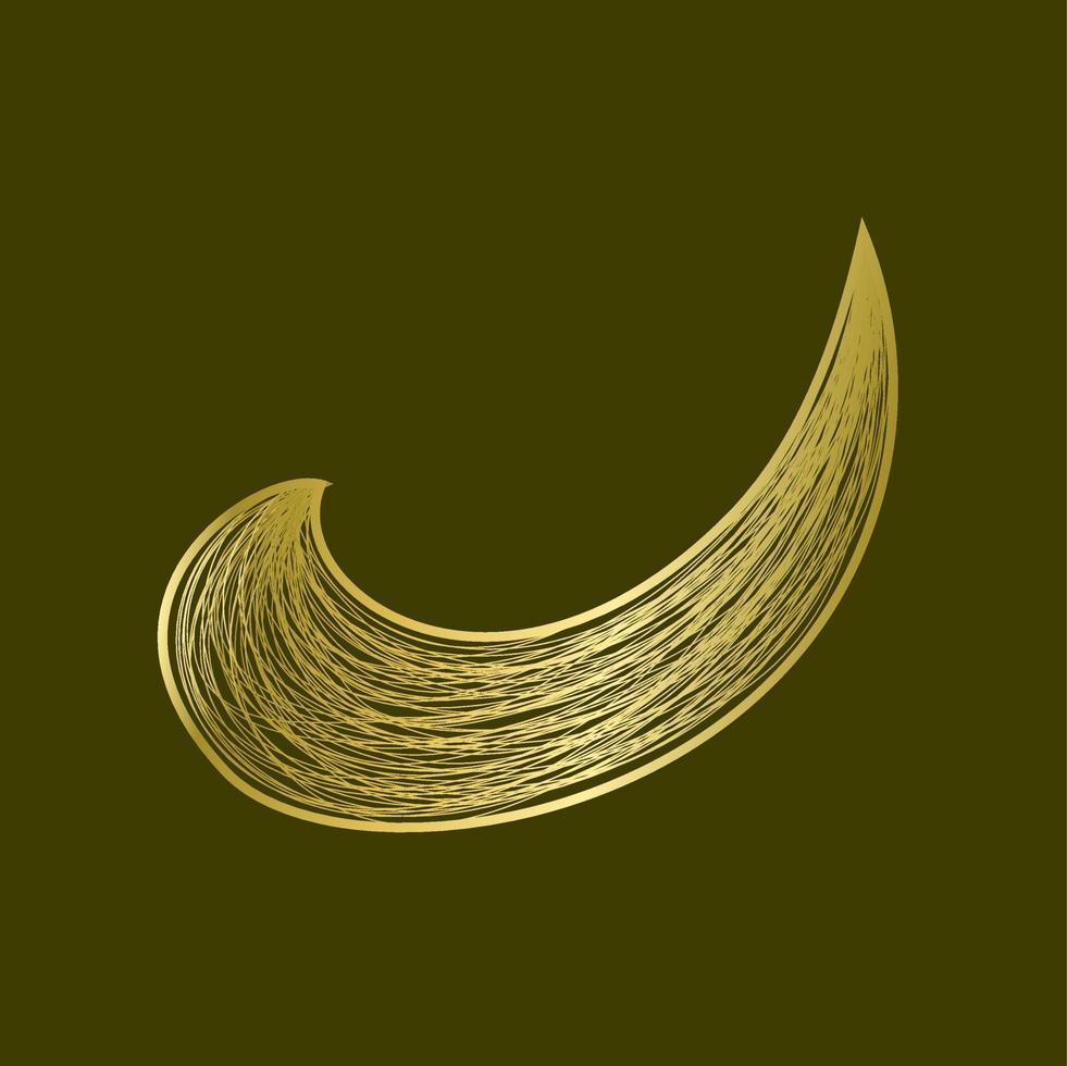 Vector object illustration of golden wavy lines effect isolated on dark brown color background