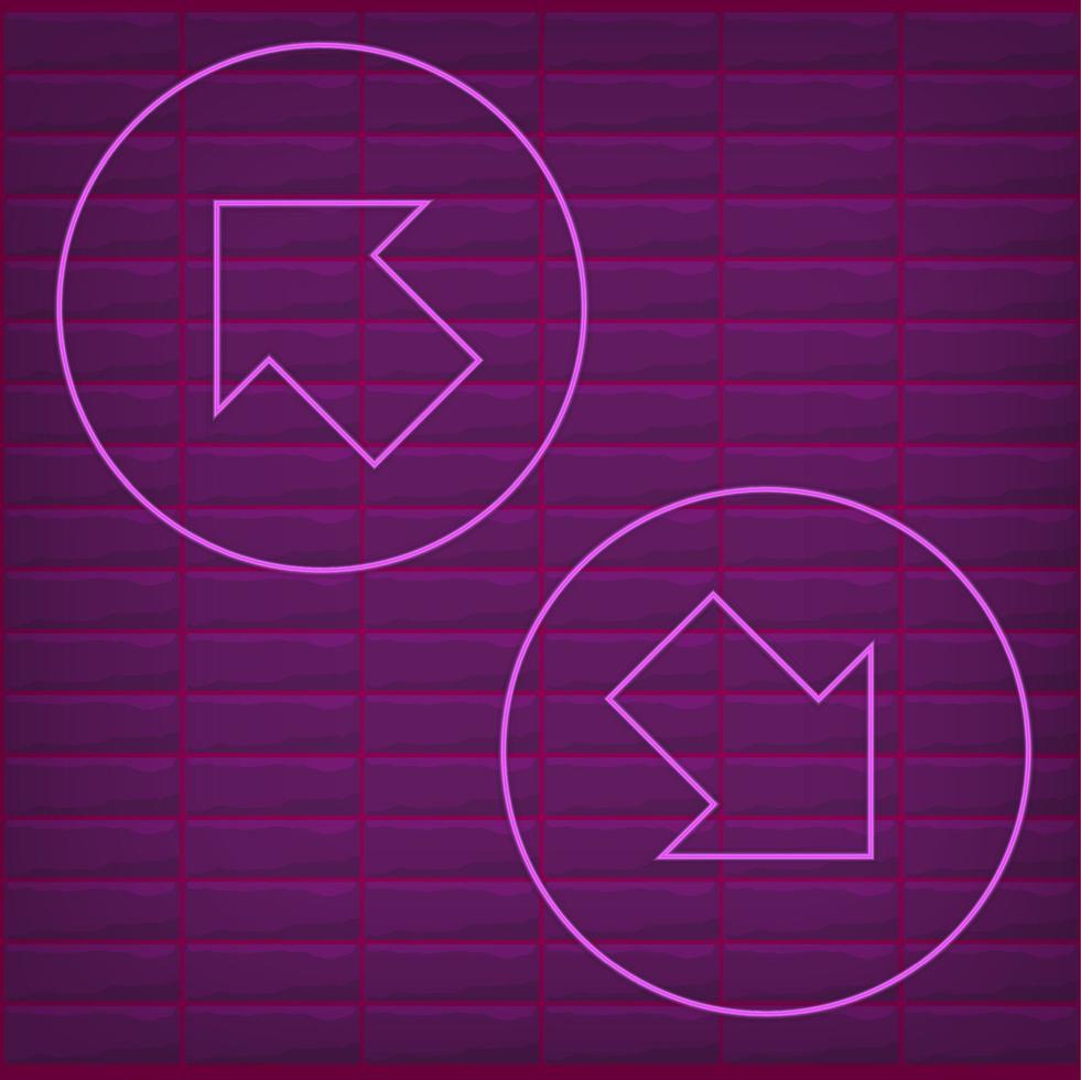Arrows Shaped Neon Cyber Futuristic Modern Retro Alien Dance Club Glowing Purple Pink lights vector