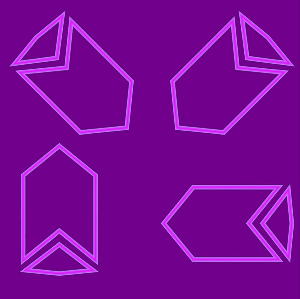 Neon light arrow purple glow sign for direction vector illustration set. Shine information element, navigation pointer, bright graphic object. Previous next left right up down button. Ui interface