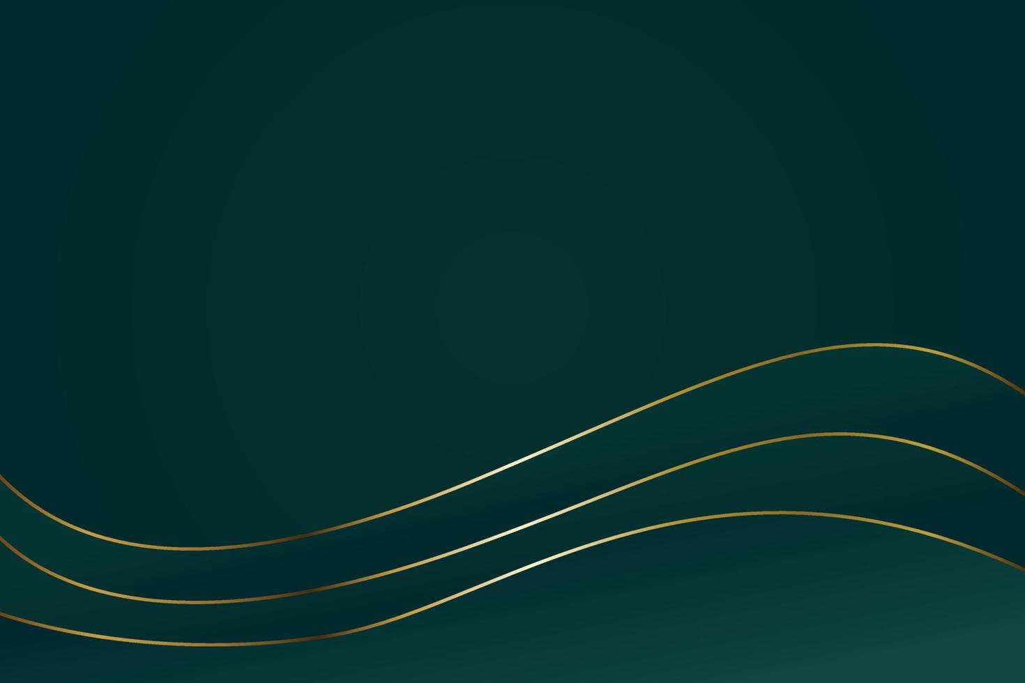 Dark Green Gold Waves Luxury Background vector