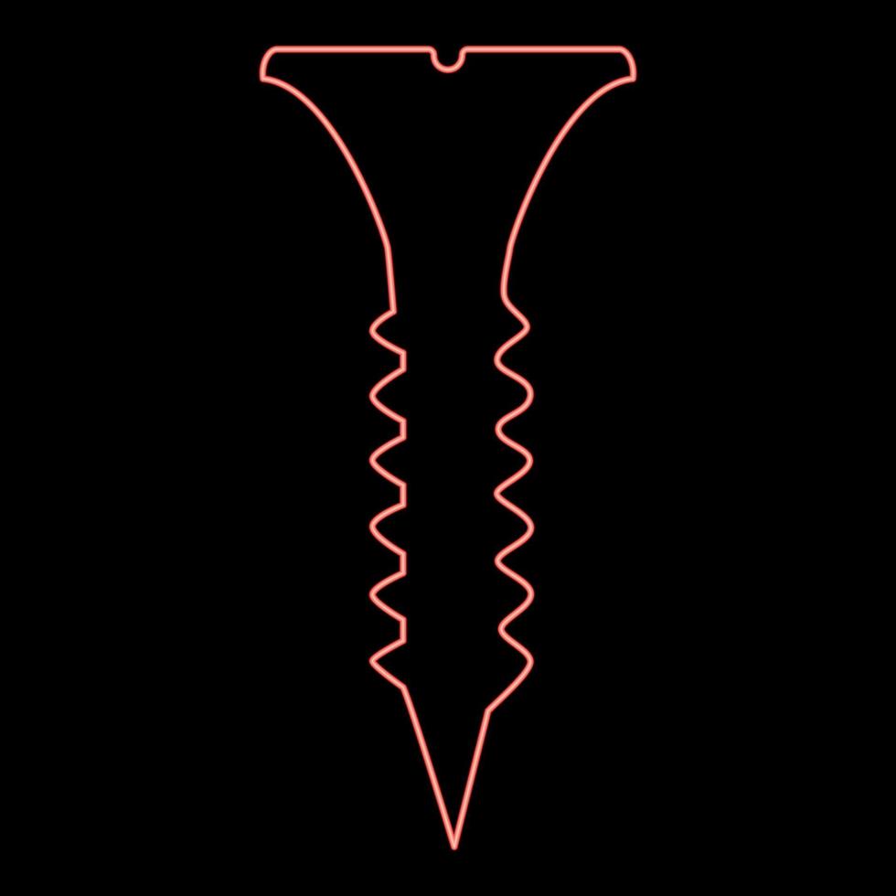 Neon self tapping screw short long icon black color vector illustration flat style image red color vector illustration image flat style