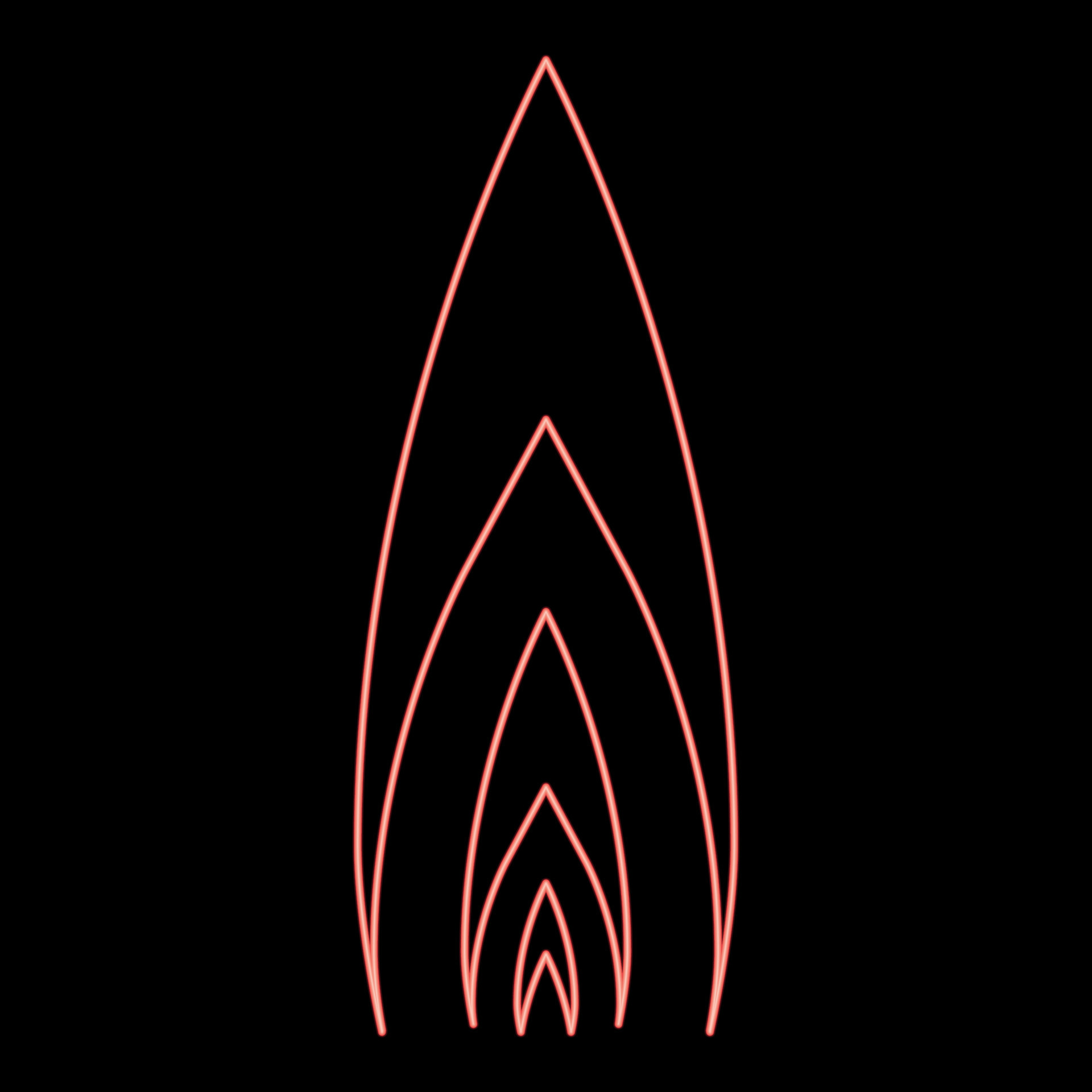Neon flame icon black color vector illustration flat style image red
