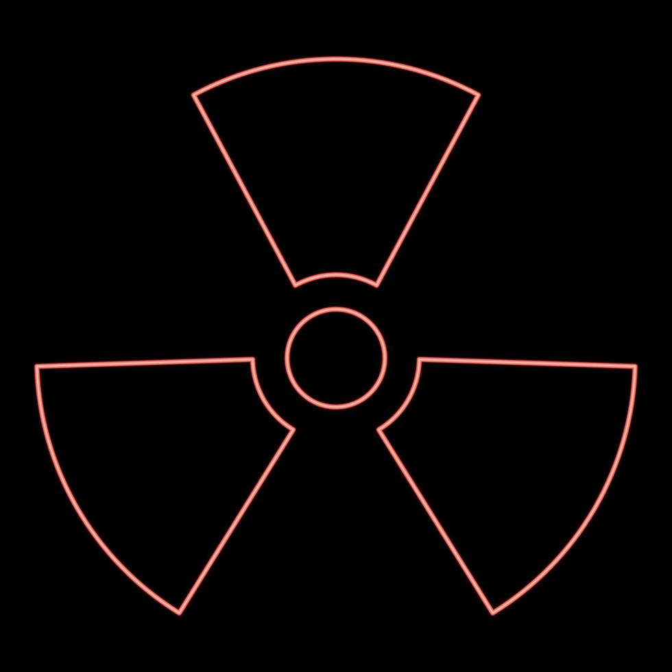 Neon radioactivity Symbol Nuclear sign red color vector illustration image flat style