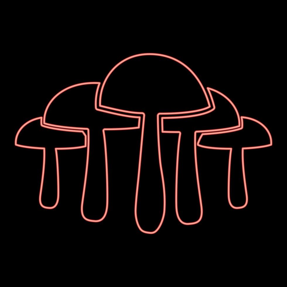 Neon mushrooms red color vector illustration image flat style