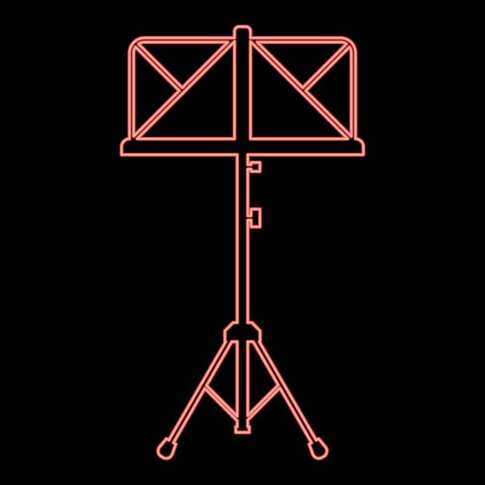 Neon music stand Easel tripod icon black color vector illustration flat style image red color vector illustration image flat style