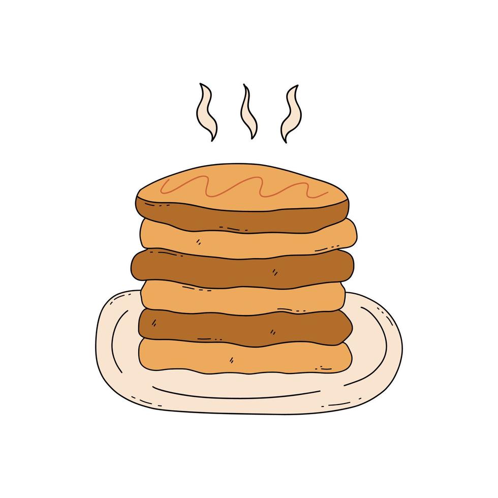 Oatmeal pancakes. Colorful vector doodle hand drawn