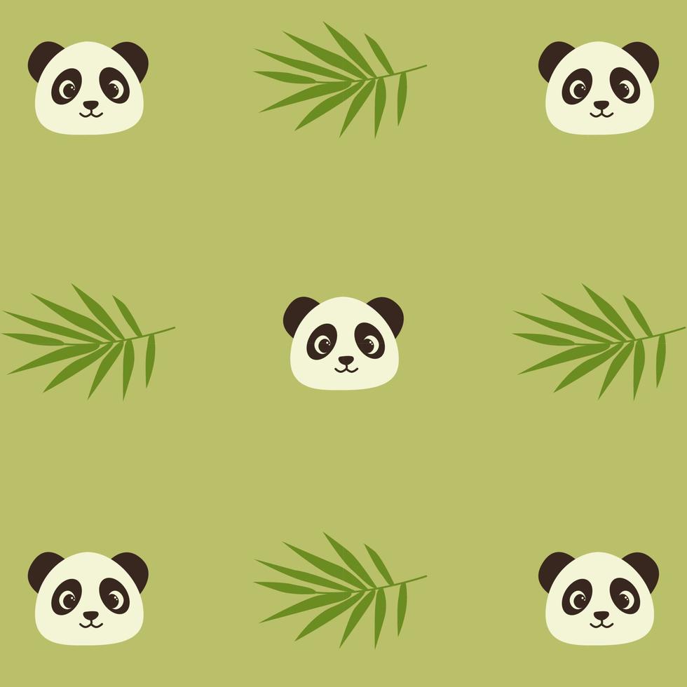A seamless pattern with bamboo leaves and panda face 3 vector