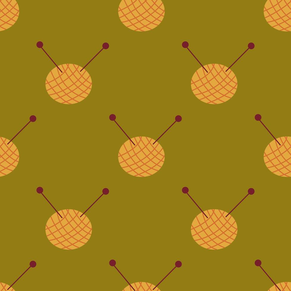 Seamless pattern with yarn and knitting needles illustration vector