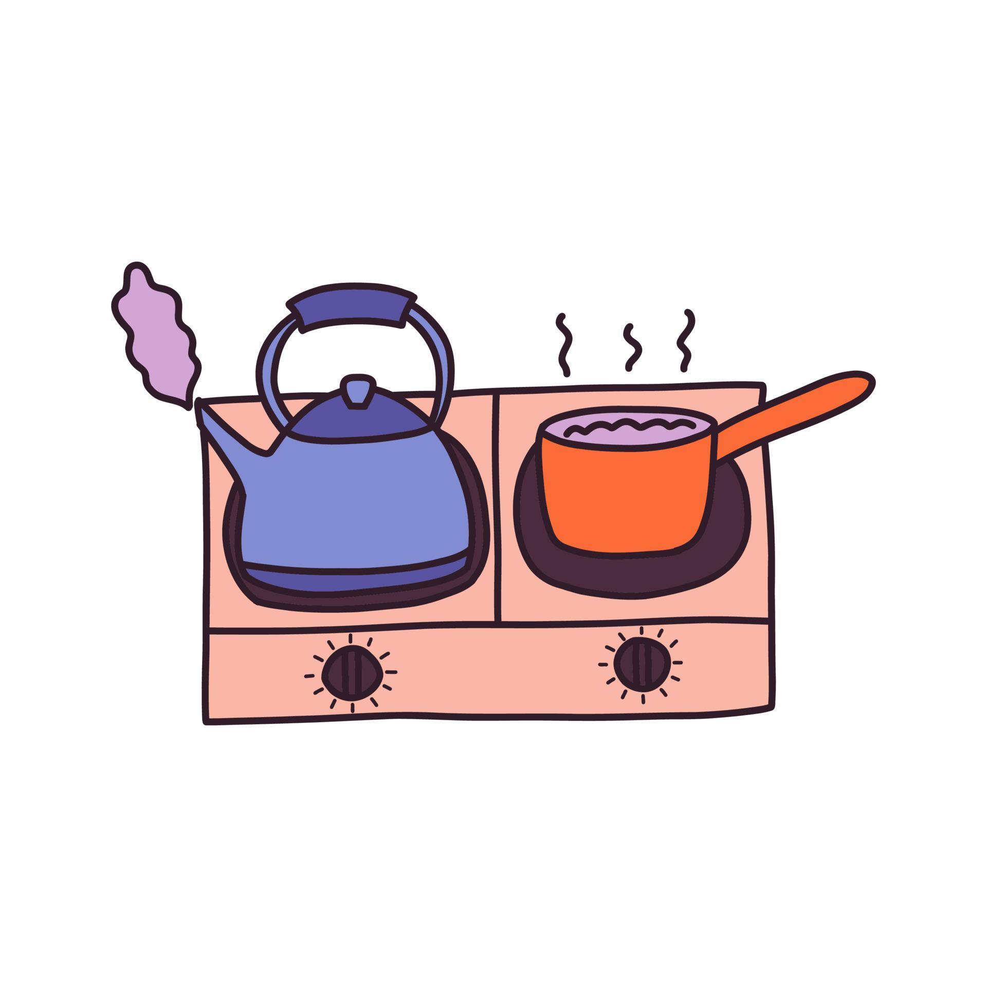Small electric stove with kettle and scoop. Vector 16269854 Vector Art
