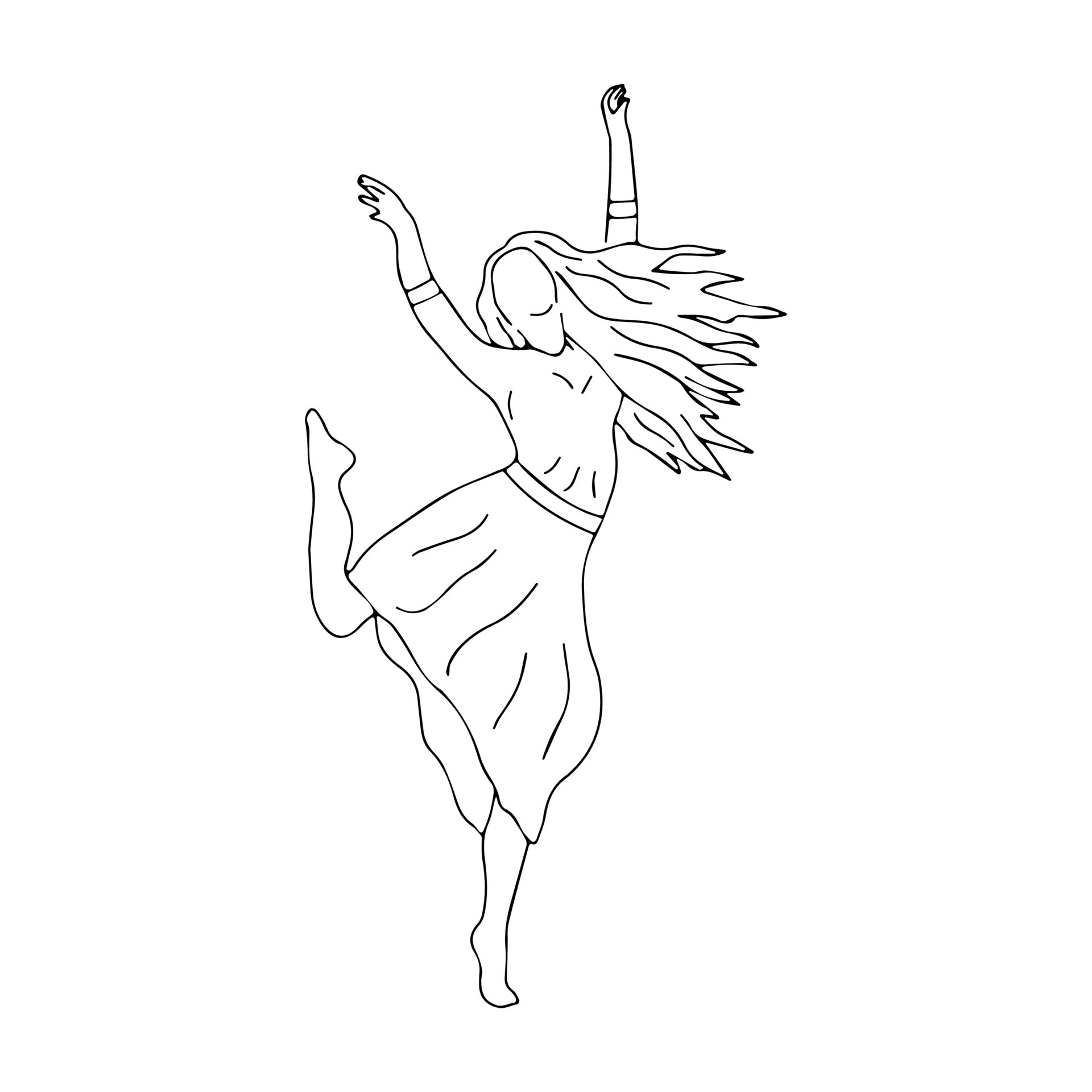 Girl with long hair is dancing. Vector femininity 16269877 Vector Art at  Vecteezy