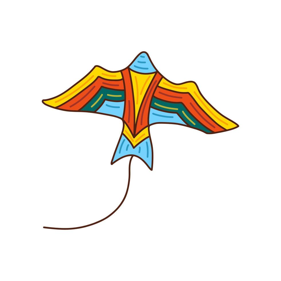 Kite. Hand drawn vector flying toy bird shaped