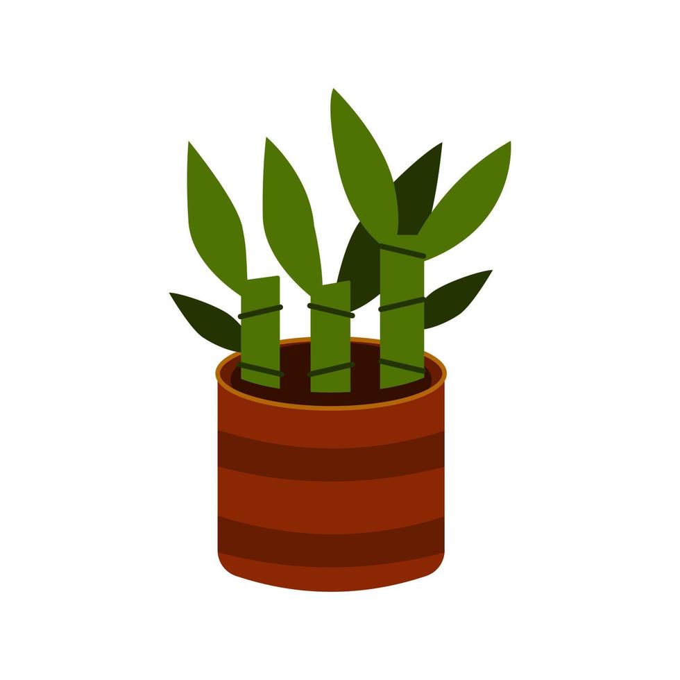 Pot with bamboo on a white background vector illustration