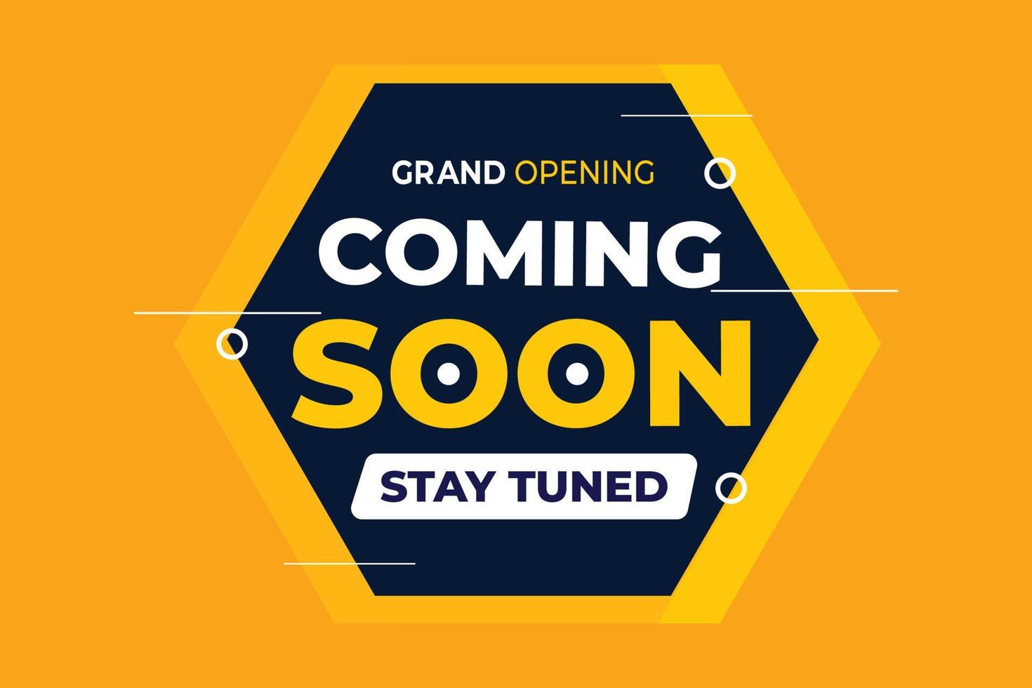 Coming soon grand opening stay tuned with yellow background design vector