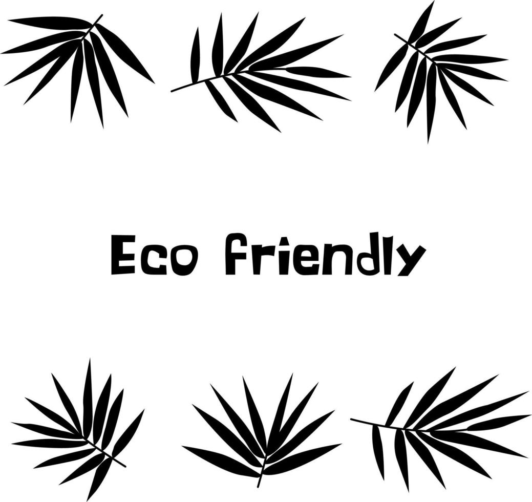 Set branches with bamboo leaves and the inscription eco friendly vector