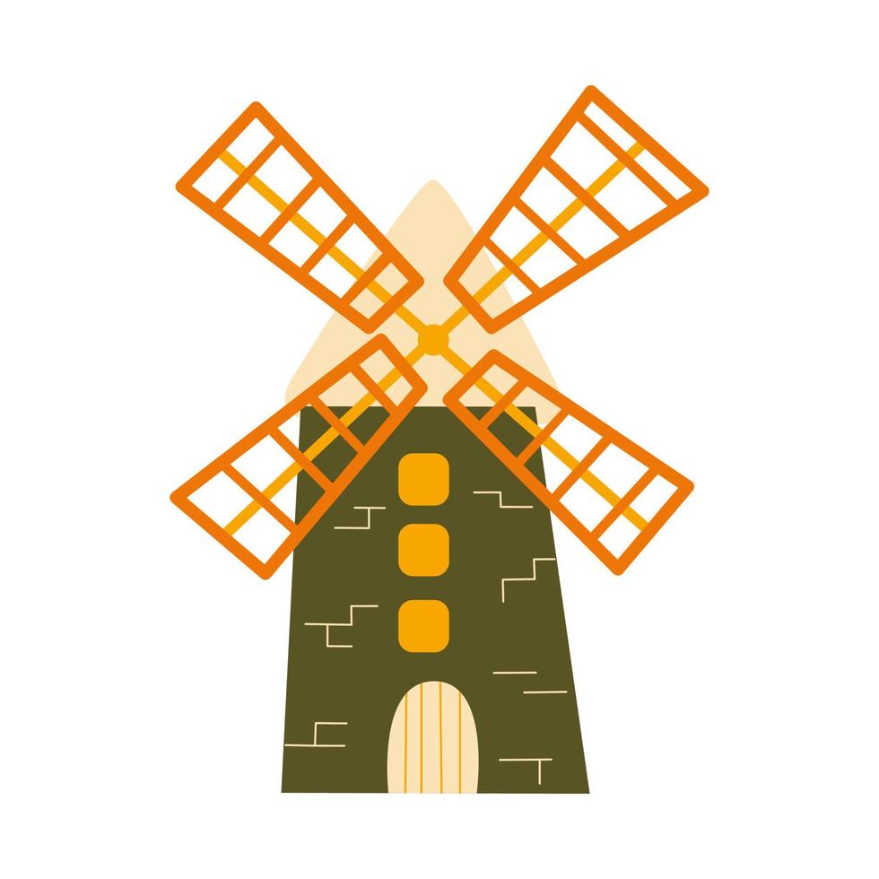 Old mill. Vector hand drawn single icon