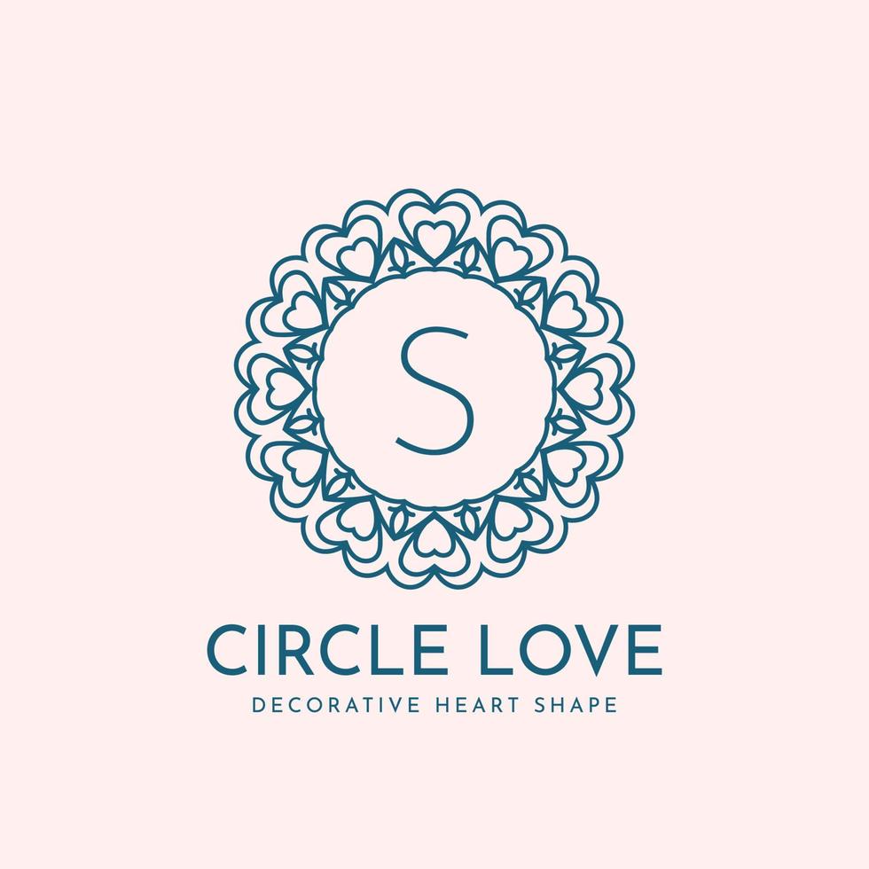 letter S circle love decoration vector logo design