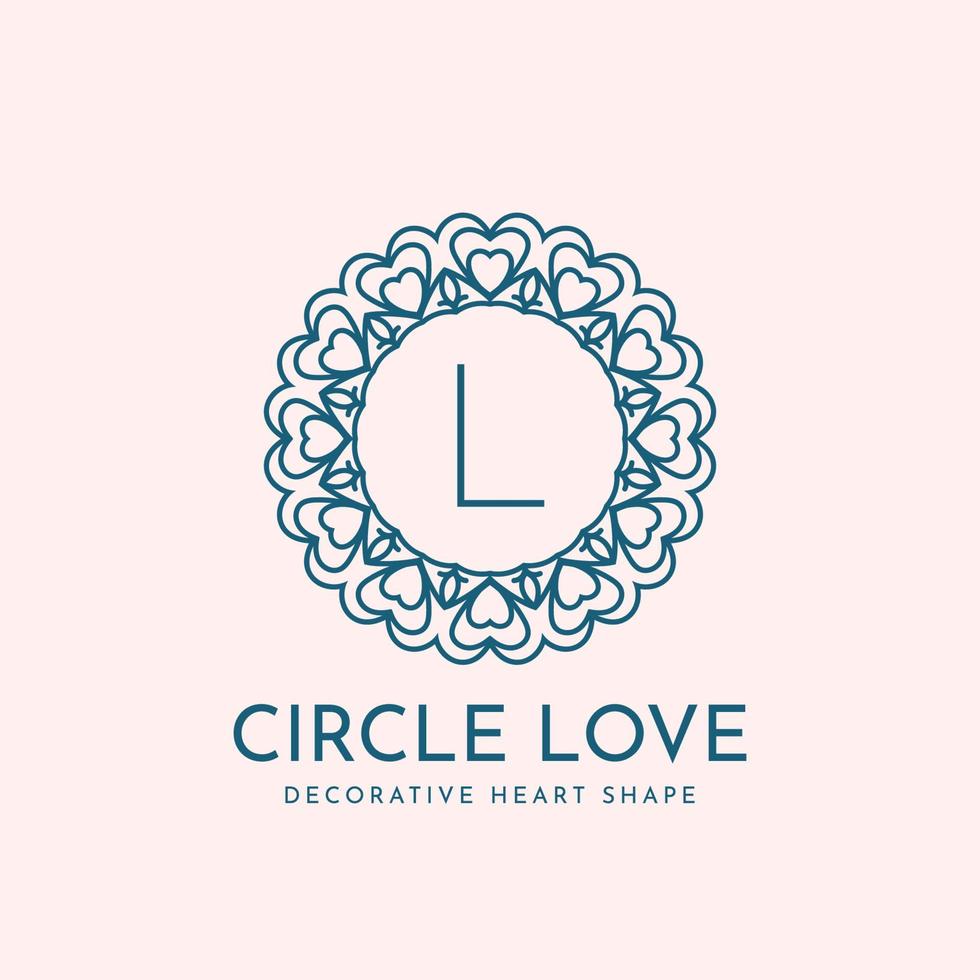 letter L circle love decoration vector logo design